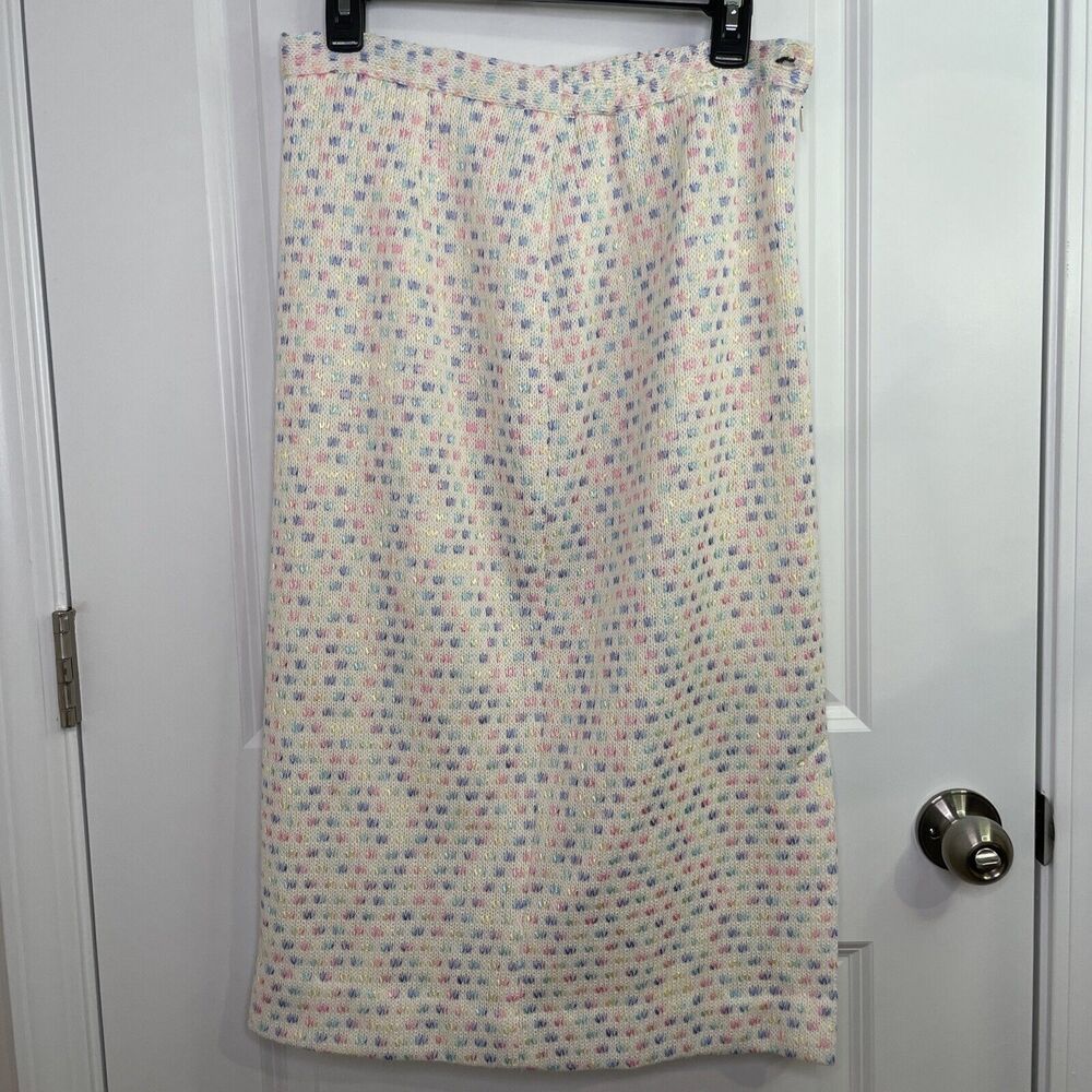 A.O. Studio Rainbow Confetti Knit Midi A Line Zip Skirt Marbled Lined Size 10